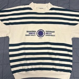 Vintage IOU Varsity Striped Sweatshirt with Mockneck Collar 1992 sweatshirt